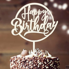 Holz Cake Topper Happy Birthday Tortendeko 17.5x24cm