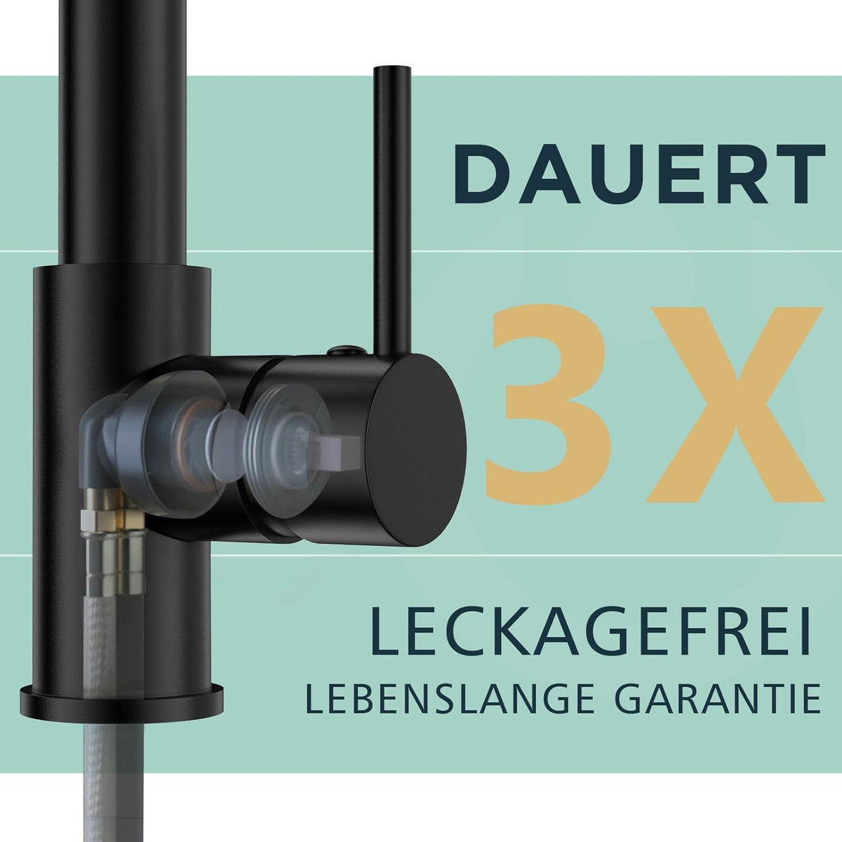 FORIOUS Schwarz Edelstahl Küchenarmatur 360° Schwenkbar mit Doppelspray