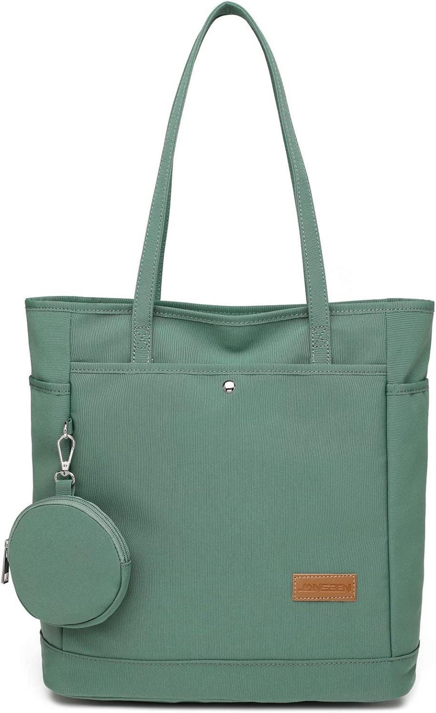 Große Damen Schultertasche mit Münzbörsen Handtasche Canvas Grün