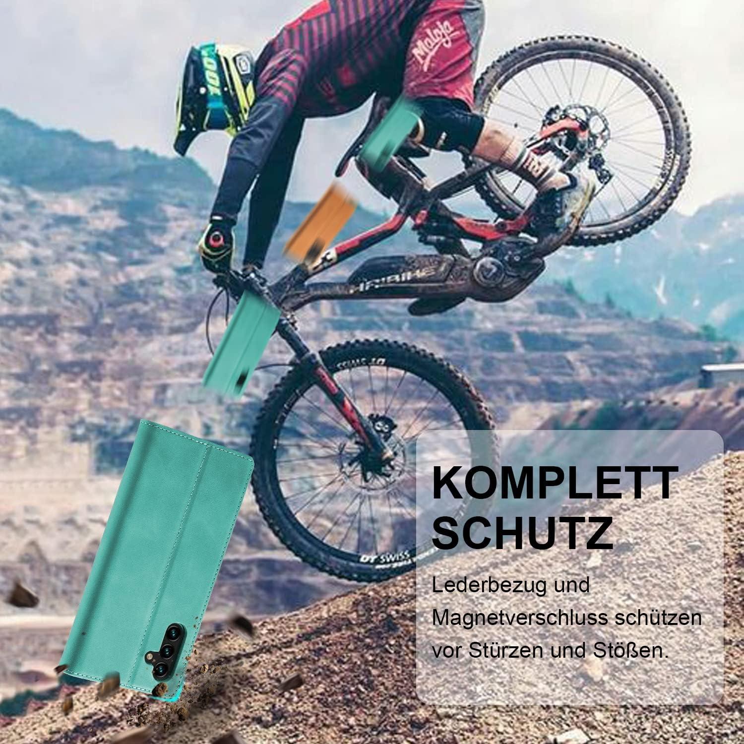 Samsung Galaxy A34 5G Hülle Leder Wallet Case Magnetisch Grün