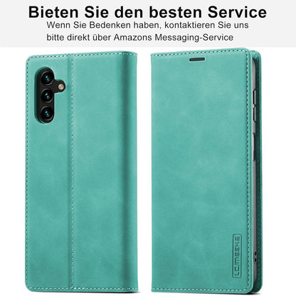 Samsung Galaxy A34 5G Hülle Leder Wallet Case Magnetisch Grün