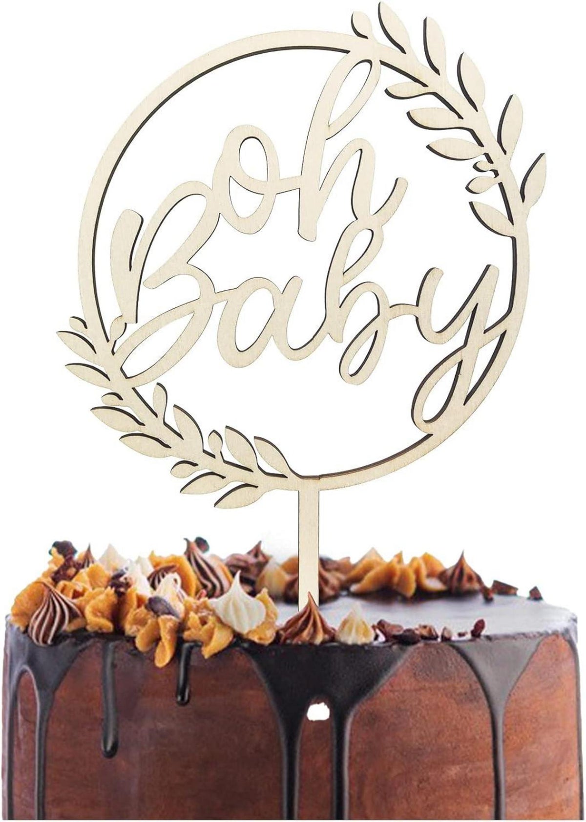 Oh Baby Cake Topper Holz für Babyparty Gender Reveal Party