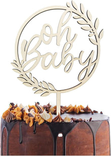 Oh Baby Cake Topper Holz für Babyparty Gender Reveal Party