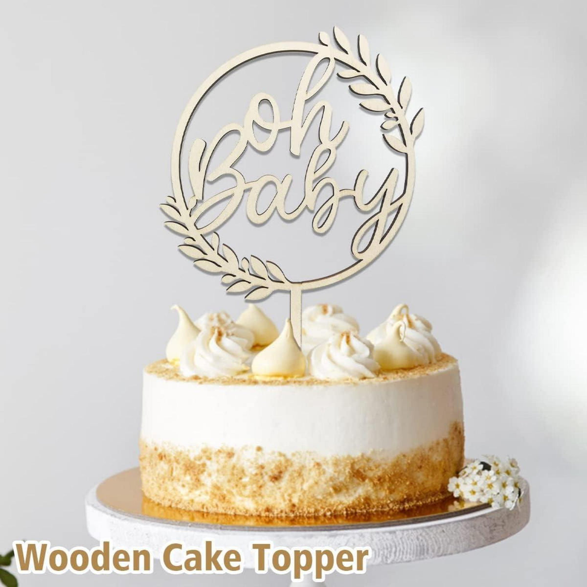 Oh Baby Cake Topper Holz für Babyparty Gender Reveal Party