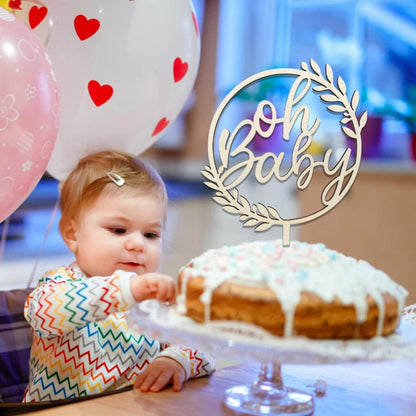 Oh Baby Holz Kuchen Topper Babyparty Gender Reveal Tortendeko