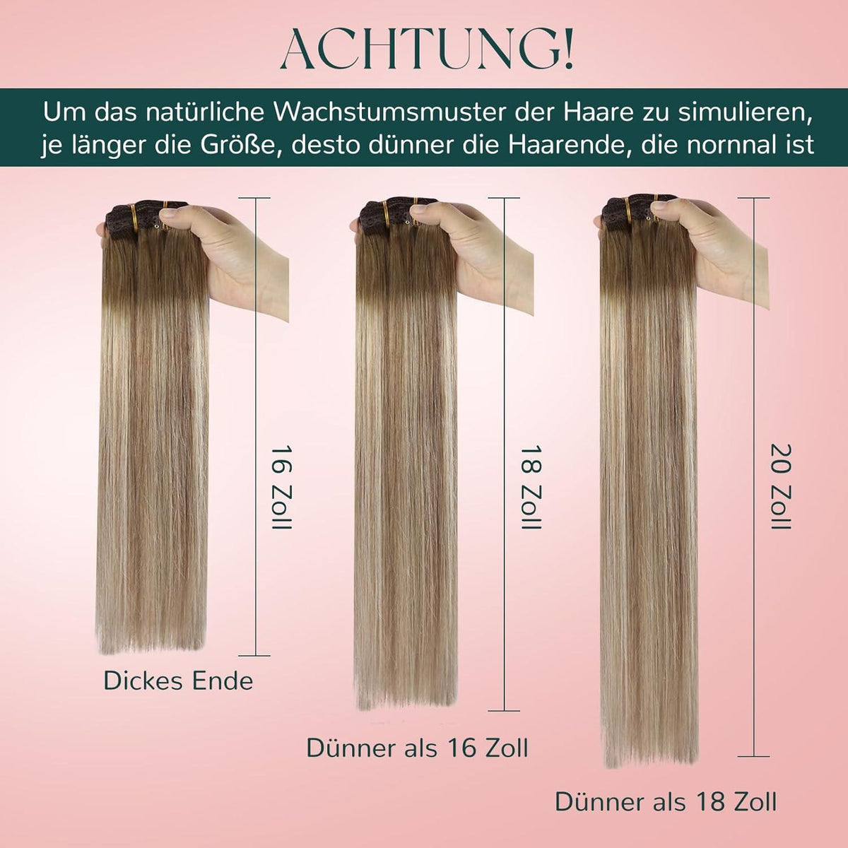 Clip-In Haarverlängerung Ombre Blond Echthaar 35cm