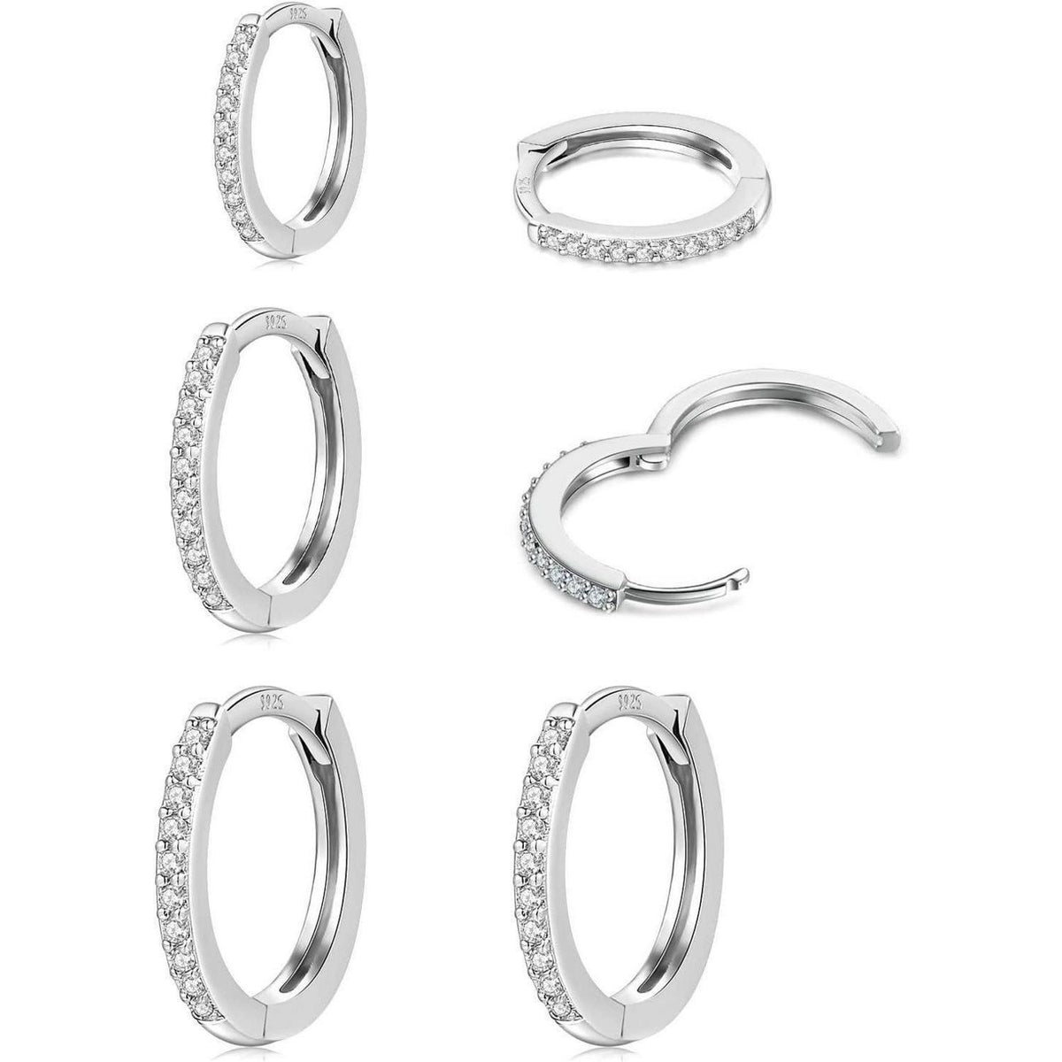 Creolen Silber 925 Set: Gold, Rosegold, 8-12mm