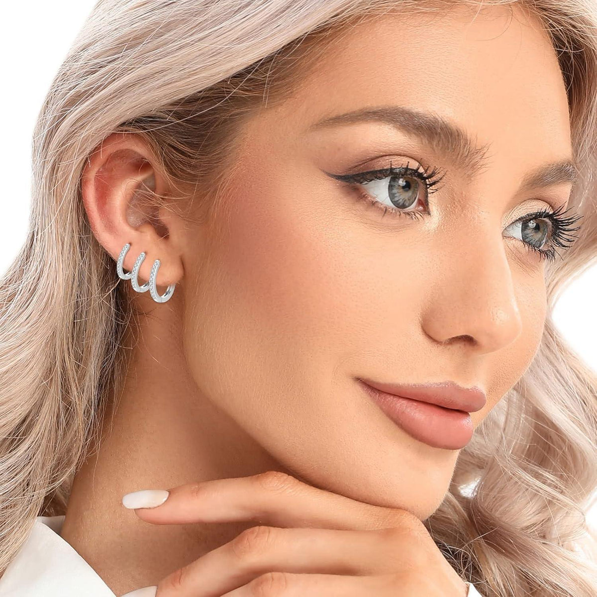 Creolen Silber 925 Set: Gold, Rosegold, 8-12mm
