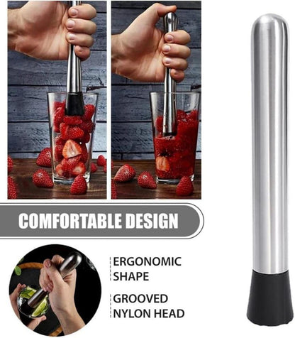 Edelstahl Cocktail Stössel Ice Crusher Mixer Stampfer Zubehör