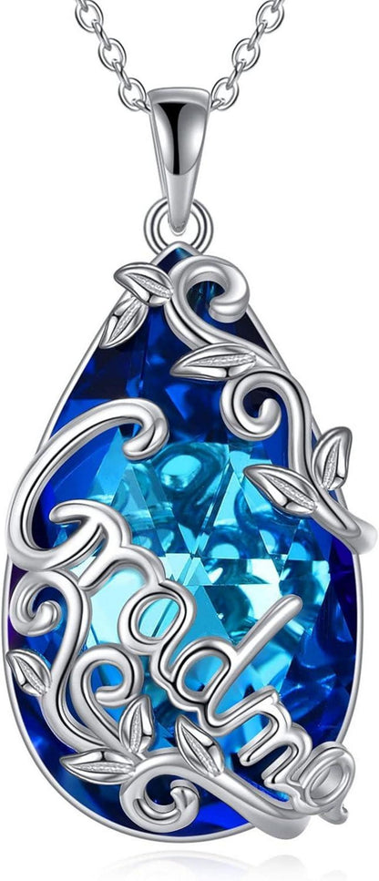 925 Sterling Silber Teardrop Kristall Grandma Halskette