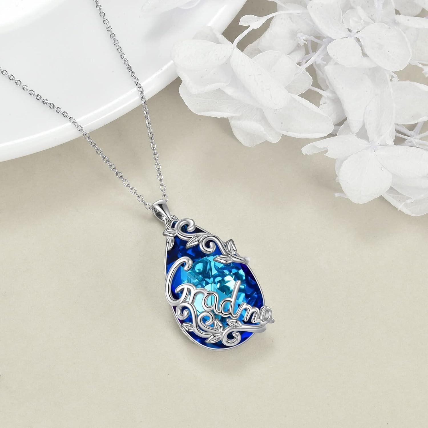 925 Sterling Silber Tropfen Kristall Halskette für