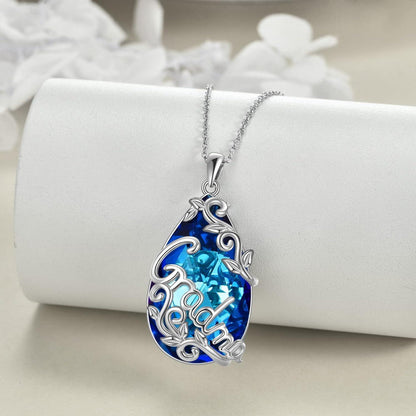 925 Sterling Silber Teardrop Kristall Grandma Halskette