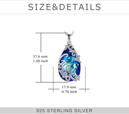 Sterling Silber Teardrop Kristall Halskette für Oma Mutter Muttertagsgeschenk