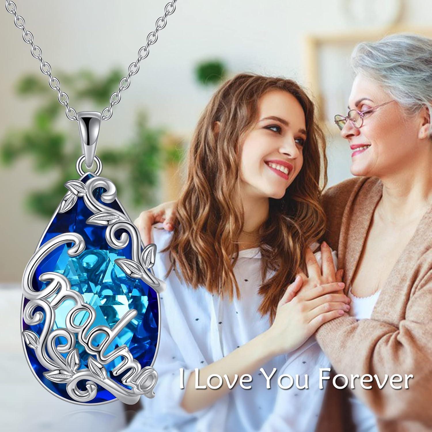 Sterling Silber Teardrop Kristall Halskette Oma Muttertag Geschenk
