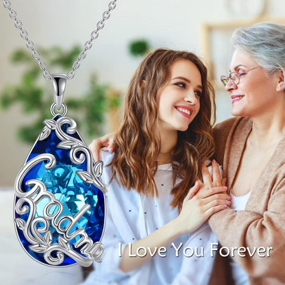 Sterling Silber Teardrop Kristall Halskette Oma Muttertag Geschenk