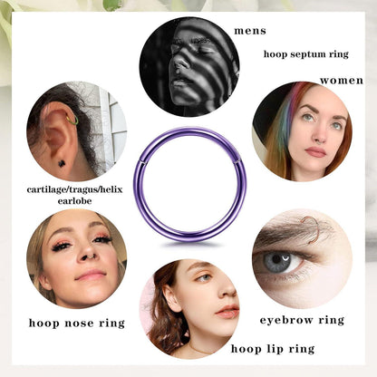 10er Set Edelstahl Septum Clicker Ringe 16G für Damen Herren