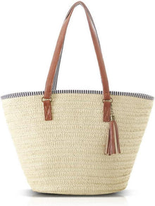 Strohhandtasche Damen Sommer Umhängetasche Strandtasche Boho Style