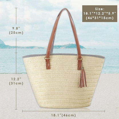 Pahajim Stroh Handtasche Damen Sommer Umhängetasche Strandtasche Boho Shopper
