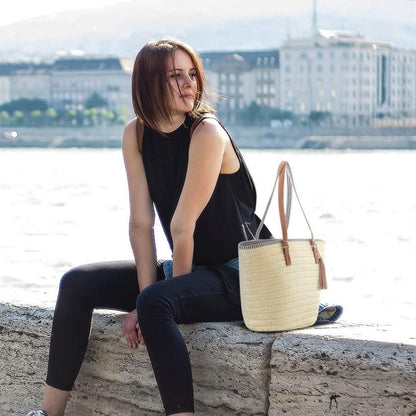 Stroh Handtasche Damen Sommer Strandtasche Boho Style