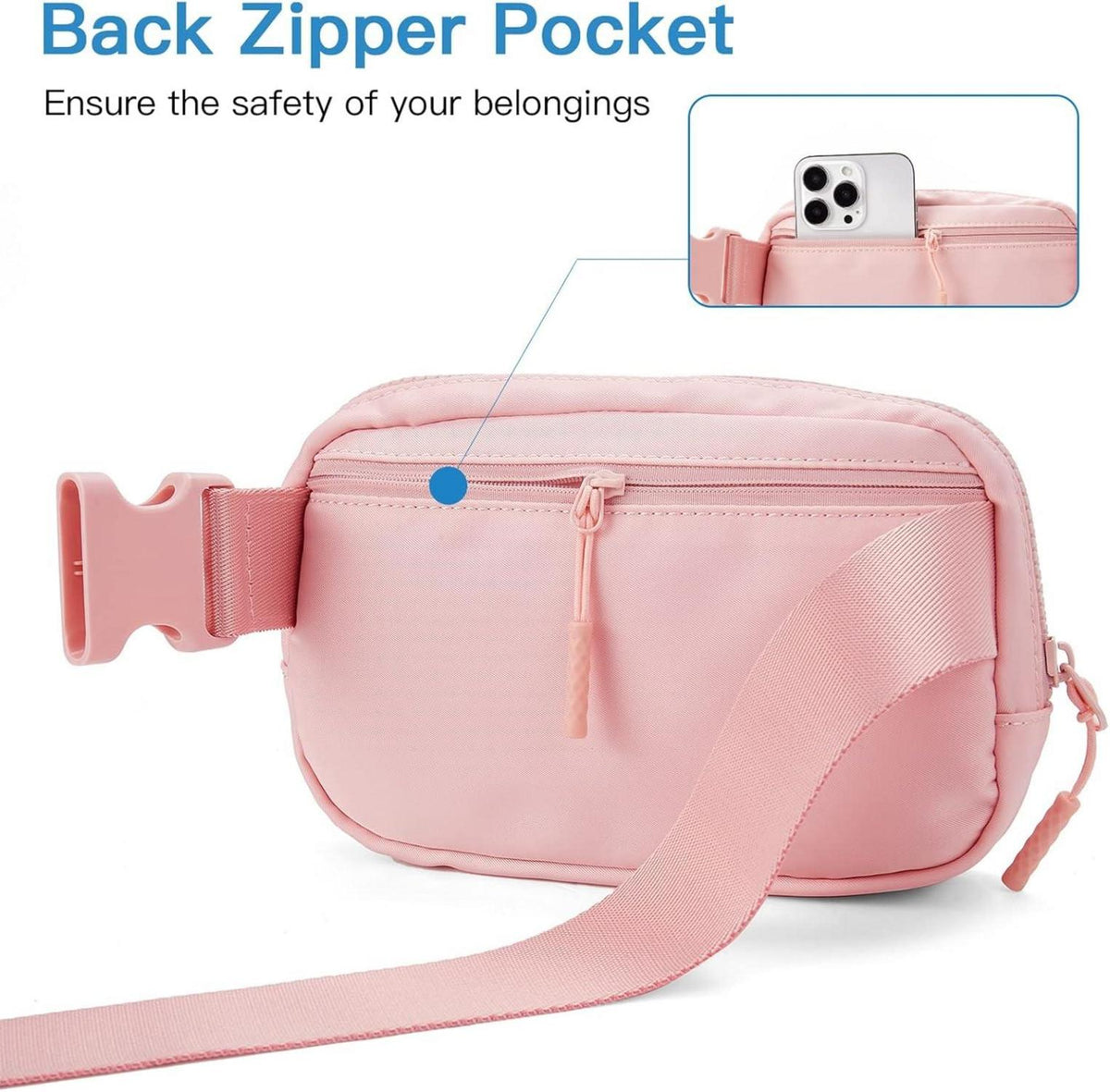 Telena Bauchtasche Damen Herren Sport Hüfttasche Rosa verstellbar