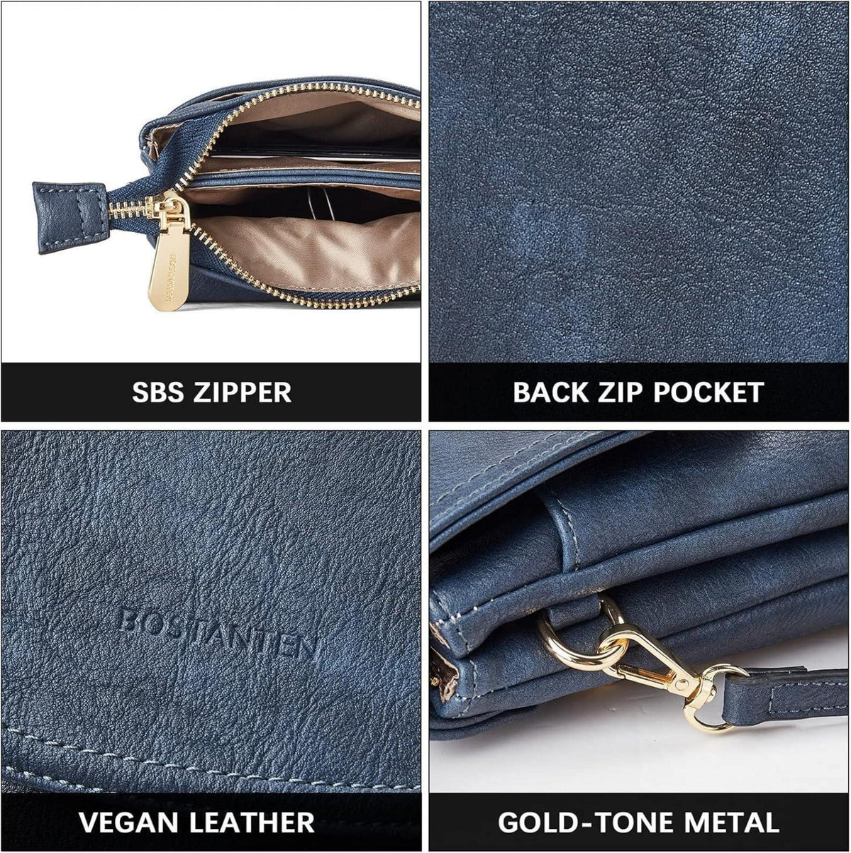 BOSTANTEN Modische Klein Handy Umhängetasche PU Leder Blau