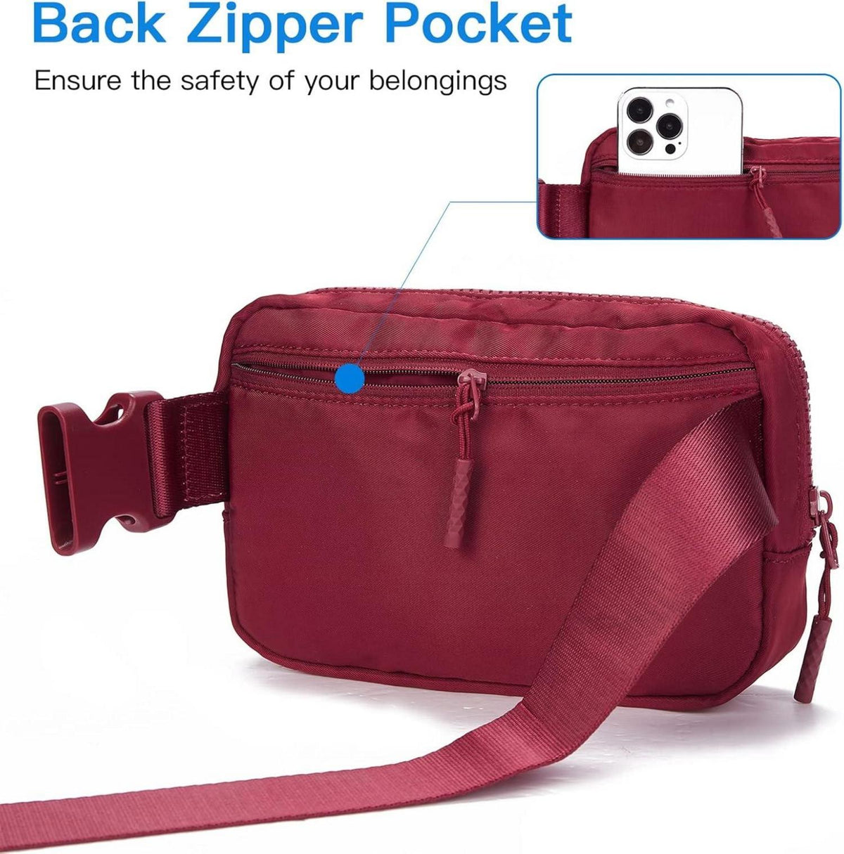 Telena Bauchtasche Damen Herren Sport Gürteltasche Crossbody Weinrot