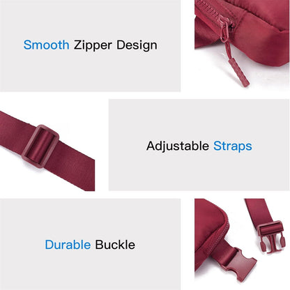 Damen Bauchtasche Gürteltasche Sport Hüfttaschen Crossbody Weinrot