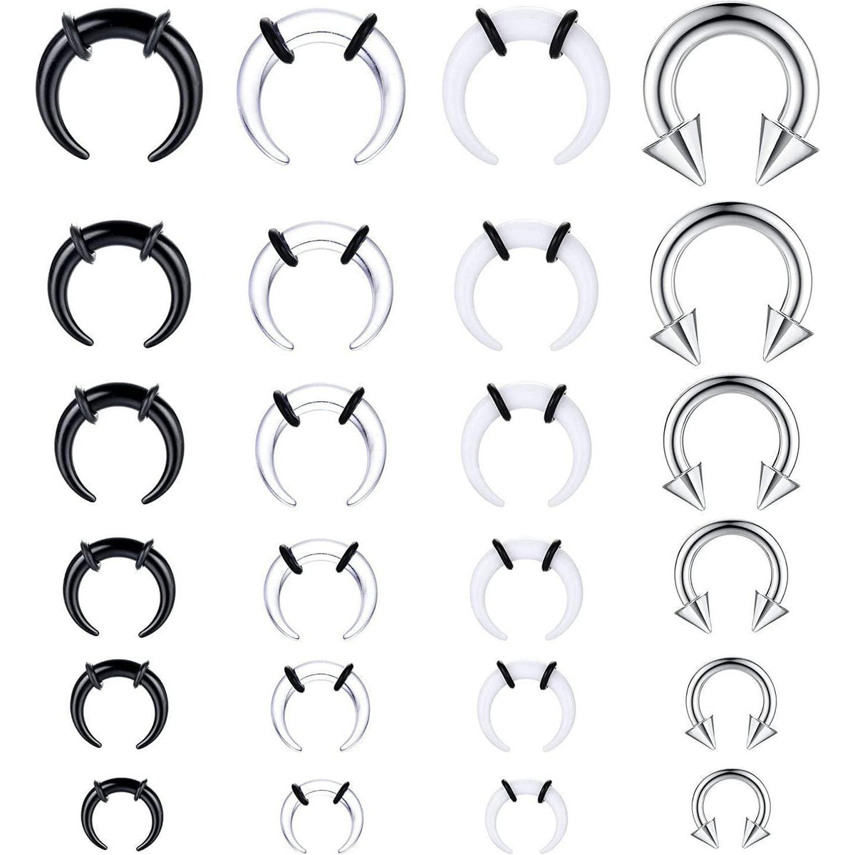 Piercing Tapers Set für Ohr & Nase, Acryl & Edelstahl, 24 Stück