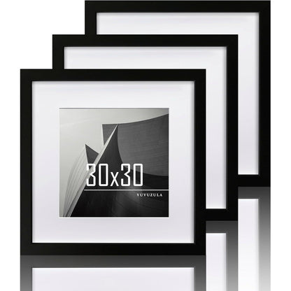 Bilderrahmen Schwarz Holz 30x30cm Fotorahmen Set 3er MDF