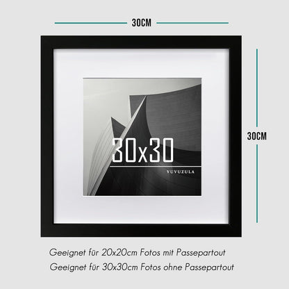 Bilderrahmen Schwarz Holz 30x30cm Fotorahmen Set 3er MDF