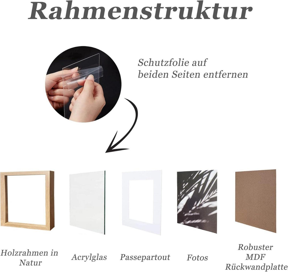 Bilderrahmen 30x30cm Holz Quadratisch Fotorahmen Natur Beige 3er Set