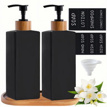 Schwarzer Seifenspender aus Glas mit Bambu – 2er Set