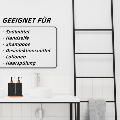 Schwarzer Seifenspender aus Glas mit Bambu – 2er Set