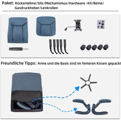 Ergonomischer Bürostuhl Drehbarer Schreibtischstuhl Navy
