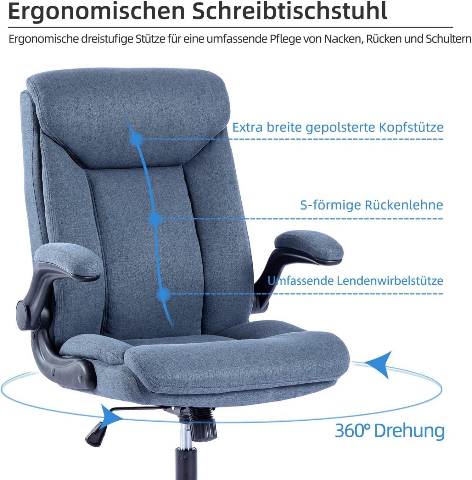 Ergonomischer Bürostuhl Schreibtischstuhl Drehstuhl höhenverstellbar Armlehne