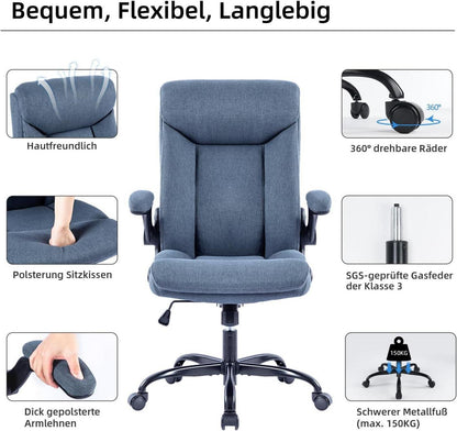 Ergonomischer Bürostuhl Schreibtischstuhl Drehstuhl höhenverstellbar Armlehne