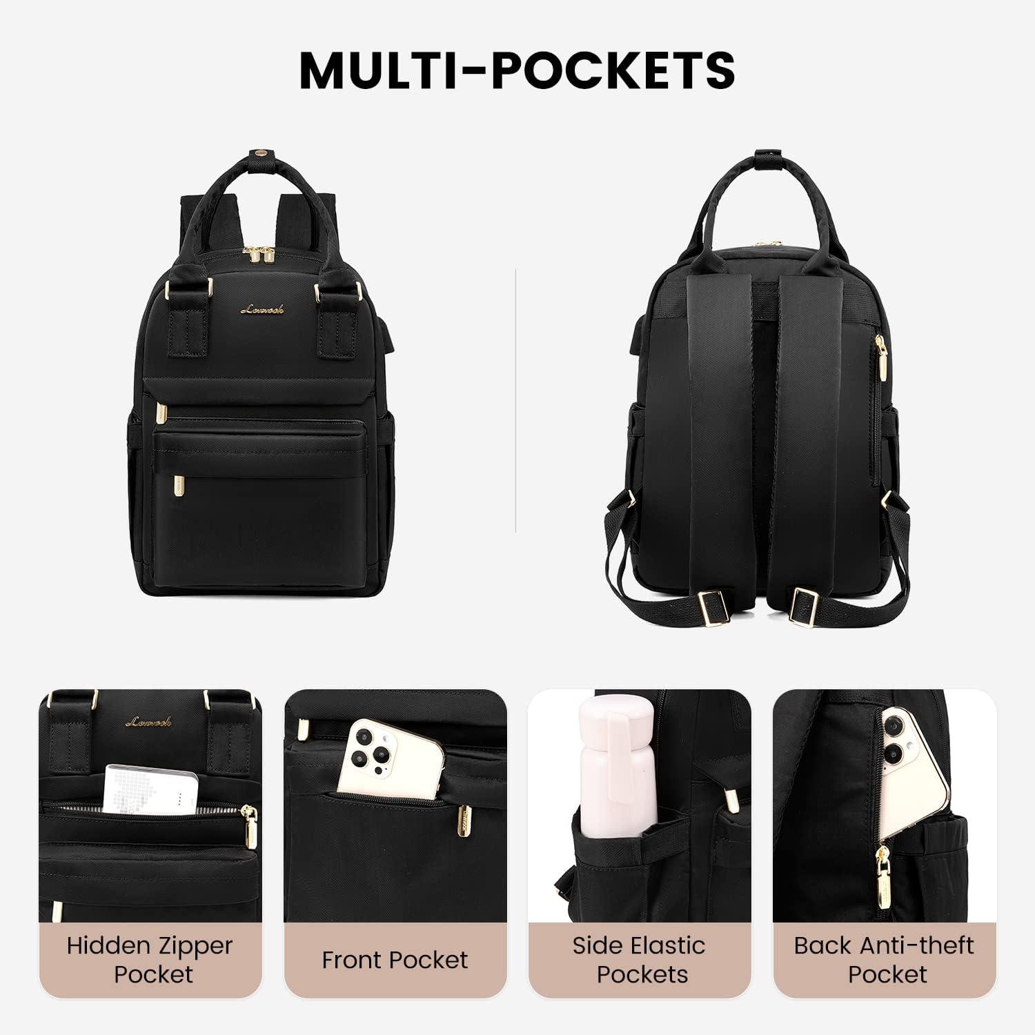 LOVEVOOK Damen Rucksack Schwarz Wasserdicht 11 Zoll Mini