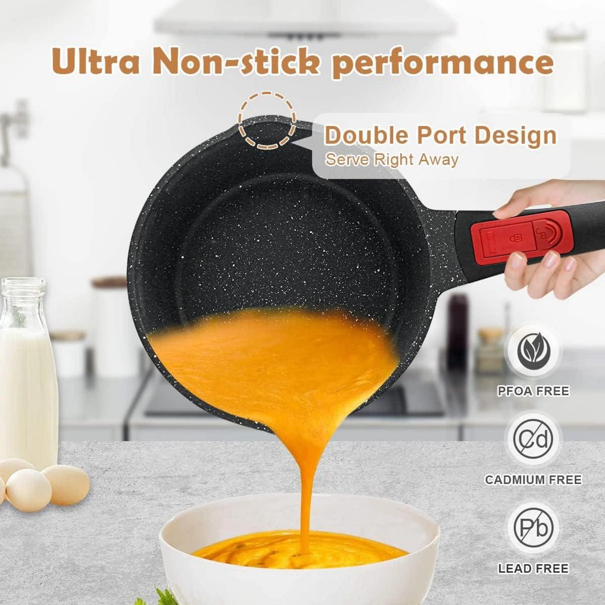 Stielkasserolle 16cm Milchtopf Induktion 1,5L Antihaft