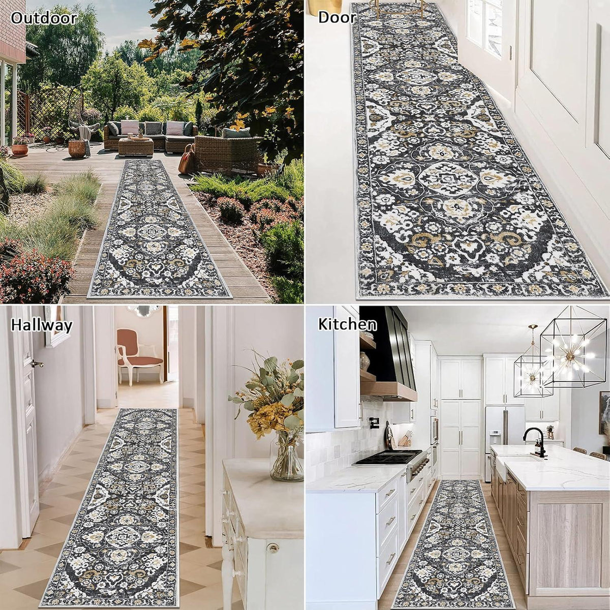 Enyhom Teppich Läufer Flur 60x240cm Weich Rutschfest Vintage Waschbar