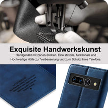 Google Pixel 7 Pro Hülle Leder Flip Wallet Schutzhülle Blau