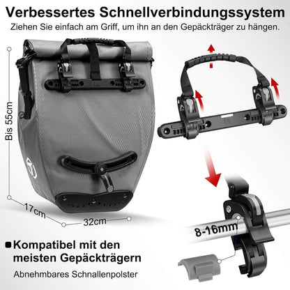 Toptrek Fahrradtasche Gepäckträger Wasserdicht Reflektoren