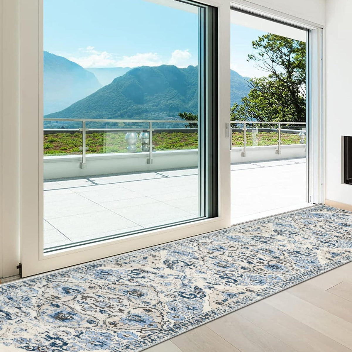 Enyhom Langer Flur Teppich Läufer 60 x 240 cm waschbar rutschfest für Innen Außen