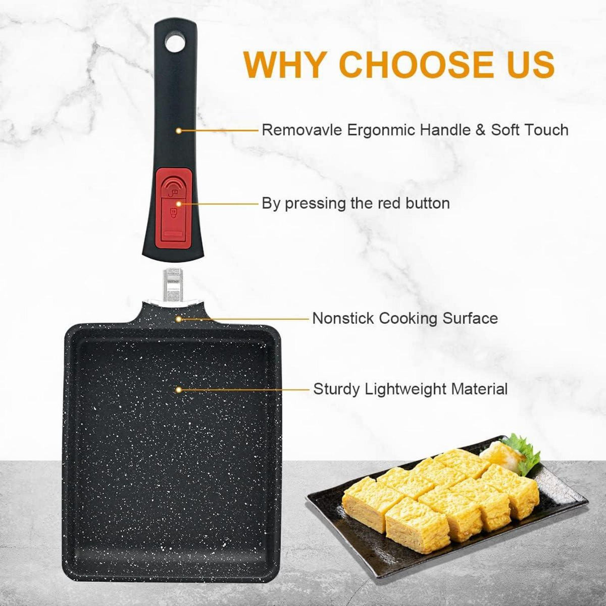 Bobikuke Tamagoyaki Pfanne Antihaft 19x16 cm, Abnehmbarer