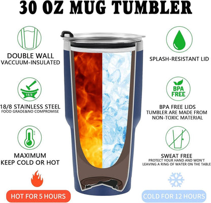 Livole 30oz Thermobecher Navy Blau mit Strohhalm