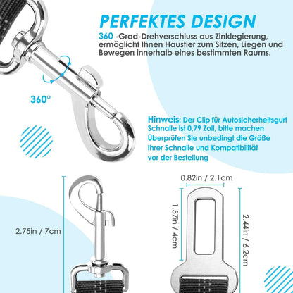 SlowTon Hundegurt Auto 2 in 1 Schwarz 27 Zoll Verstellbar Sicherheitsgurt Hunde Auto