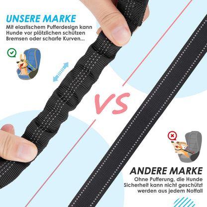 SlowTon Hundegurt Auto 2 in 1 elastisch verstellbar reflektierend Black
