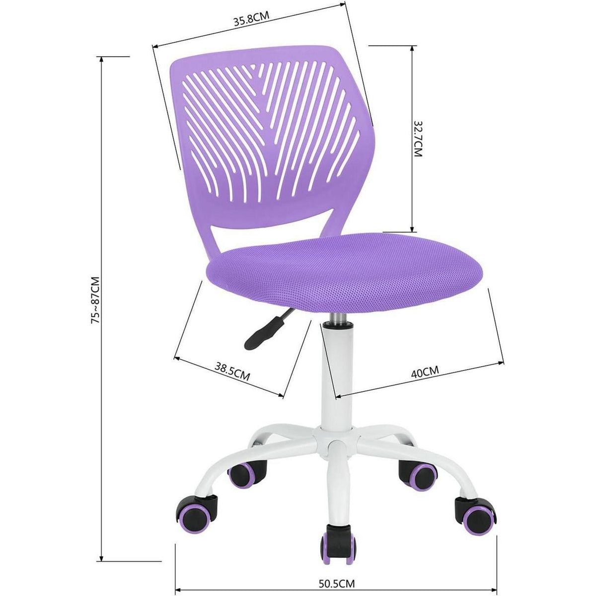 Ergonomischer Bürostuhl mit verstellbarer Höhe, Rosa & Lila