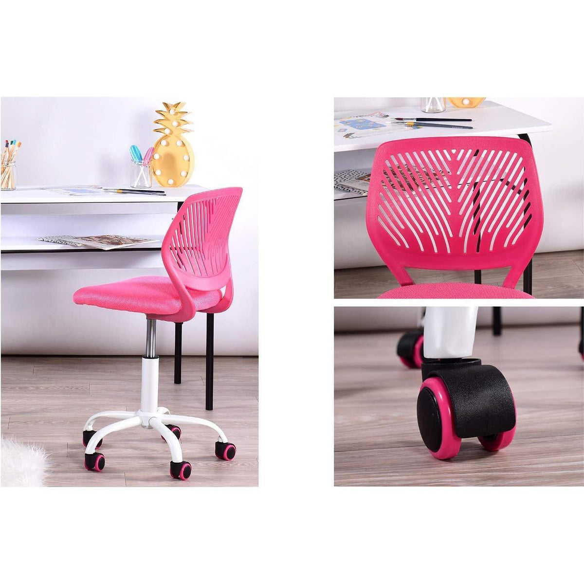 Ergonomischer Bürostuhl mit verstellbarer Höhe, Rosa & Lila