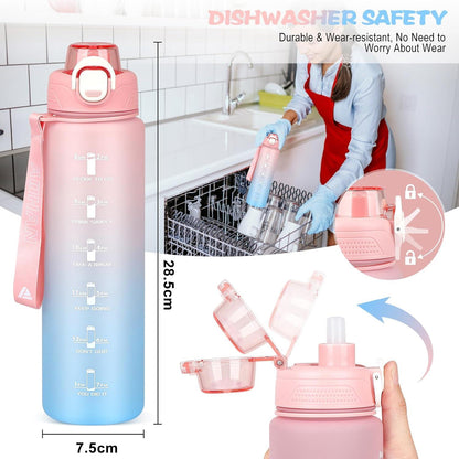 Trinkflasche Sport 1l, Wasserflasche Tritan BPA-Frei mit