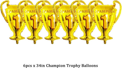 6er Set Gold Champion Folienballons Trophäe Dekorationen